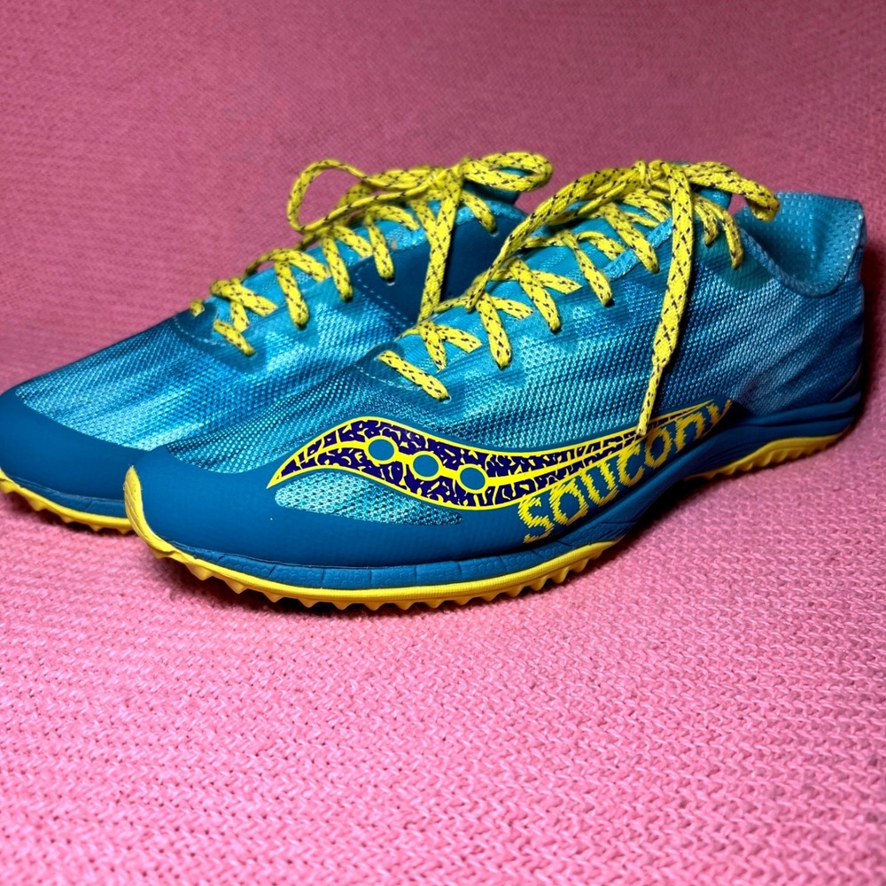 Saucony Kilkenny XC7 Womens 9.5 Blue Yellow Cross Country Racing-No spikes
